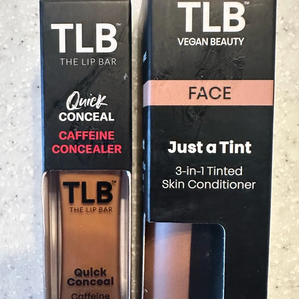 The Lip Bar TLP Quick Conceal Caffeine Cinnamon. Face Just Tint Honey Dip Vegan
